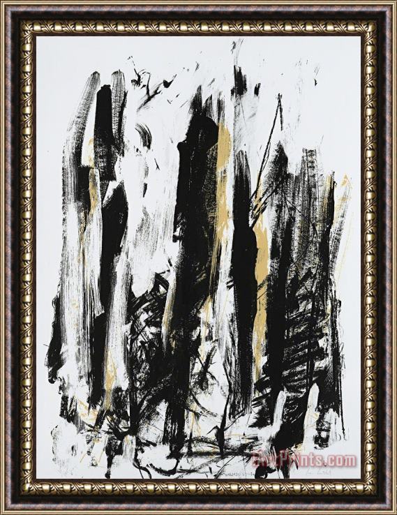 Joan Mitchell Arbres (black And Yellow), 1992 Framed Painting