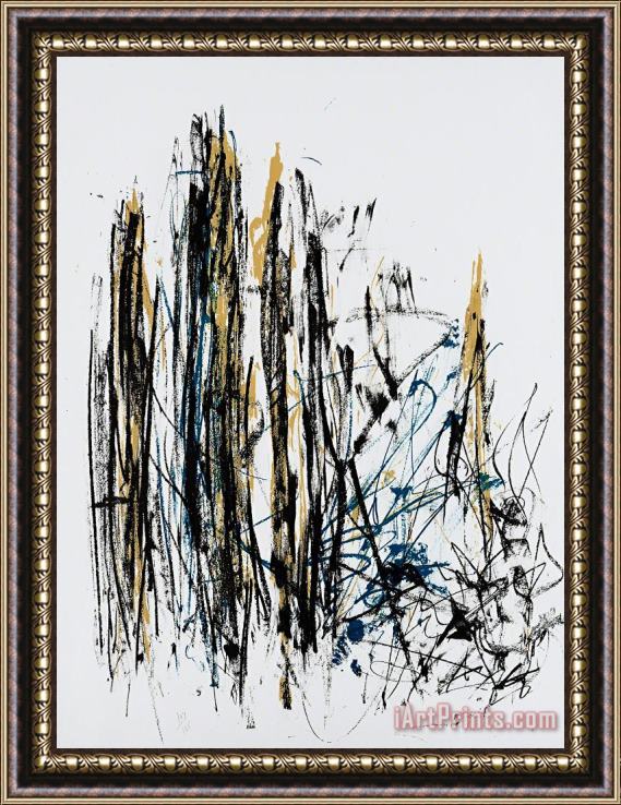 Joan Mitchell Arbres (black, Yellow And Blue), 1991 Framed Print