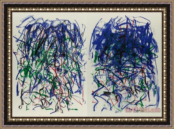 Joan Mitchell Sunflowers Ii, Diptych, 1992 Framed Painting