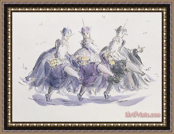 Joanna Logan Three Kings Dancing A Jig Framed Painting