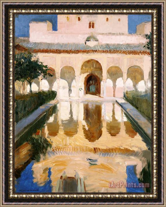 Joaquin Sorolla y Bastida Hall of The Ambassadors, Alhambra, Granada Framed Painting