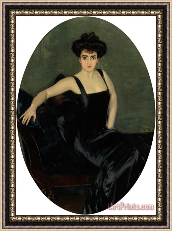 Joaquin Sorolla y Bastida Portrait of Mrs. Esperanza Conill De Zanetti Framed Print