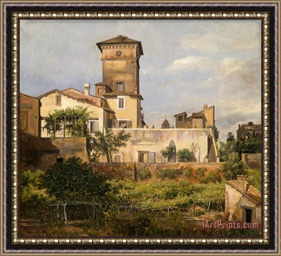 Johan Christian Dahl Scene From The Villa Malta Framed Painting