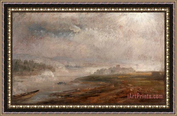 Johan Christian Dahl The Elbe on a Foggy Morning Framed Painting