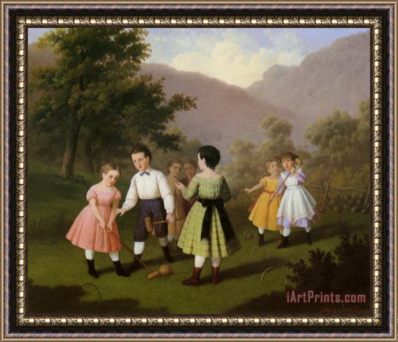 Johan Mengels Culverhouse Children Playing Croquet Framed Print