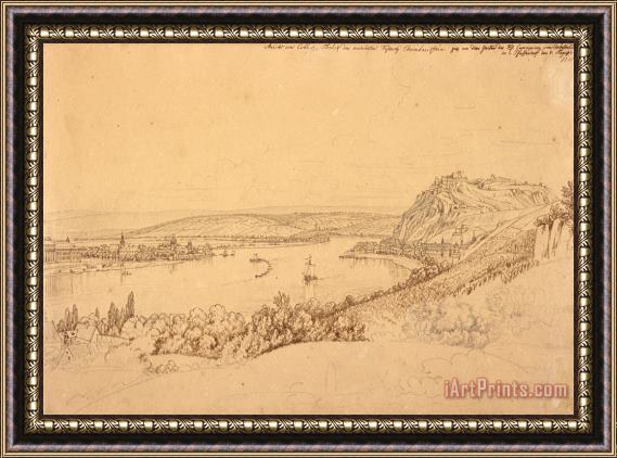 Johann Adam Klein  View of Ehrenbreitstein Fortress Framed Print
