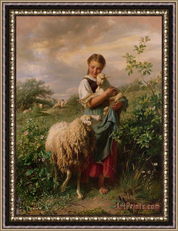 Johann Baptist Hofner The Shepherdess Framed Painting