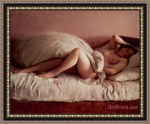 Johann Baptist Reiter Sleeping woman Framed Print