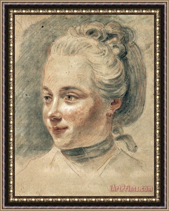 Johann Heinrich Tischbein the Younger Three Quarter View of The Head of a Girl, Turning to The Left Framed Painting