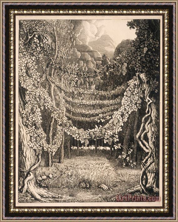 Johann Heinrich Wilhelm Tischbein Imaginary View of a Vineyard Along The Way to The Cave of Polyphemus Framed Painting