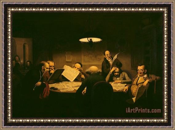 Johann Peter Hasenclever Das Lesekabinett Framed Painting