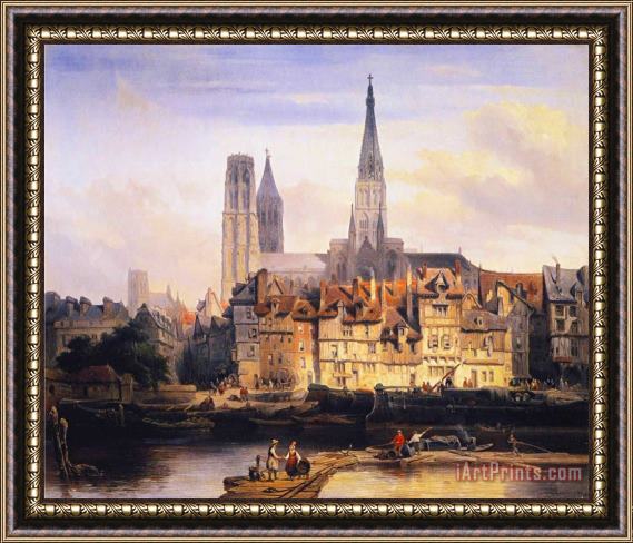 Johannes Bosboom View of The Paris Quay And The Cathedral at Rouen Framed Painting