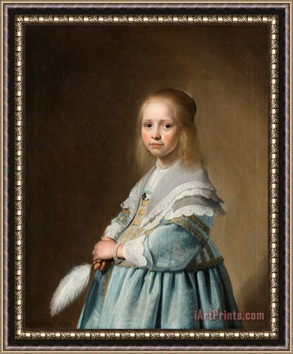 Johannes Cornelisz. Verspronck Portret Van Een Meisje in Het Blauw Framed Print