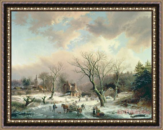 Johannes Petrus van Velzen Winter Scene Framed Print