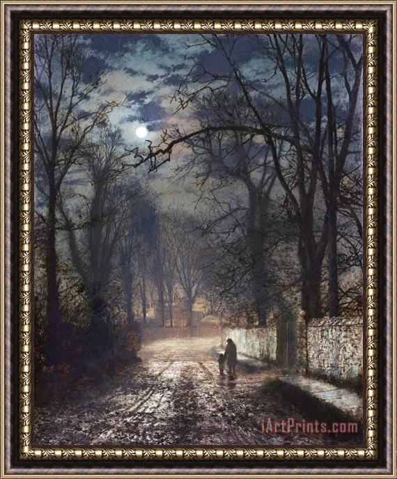 John Atkinson Grimshaw A Moonlit Lane Framed Painting