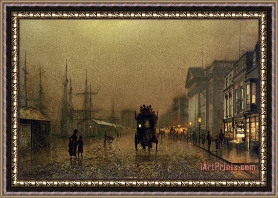 John Atkinson Grimshaw Liverpool Docks Framed Painting