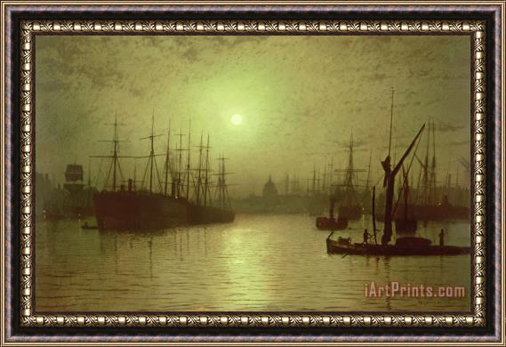 John Atkinson Grimshaw Nightfall Down the Thames Framed Painting