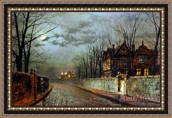 John Atkinson Grimshaw Old English House Moonlight After Rain 1883 Framed Print