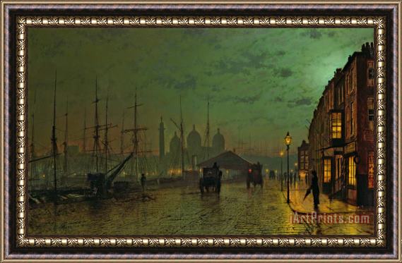 John Atkinson Grimshaw Prince's Dock Hull Framed Painting