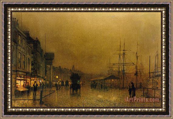 John Atkinson Grimshaw Salthouse Dock, Liverpool Framed Painting