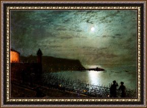 Babys First Steps Framed Prints - Scarborough by Moonlight From The Steps of The Grand Hotel by John Atkinson Grimshaw