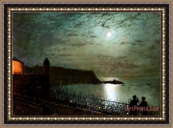 John Atkinson Grimshaw Scarborough by Moonlight From The Steps of The Grand Hotel Framed Painting