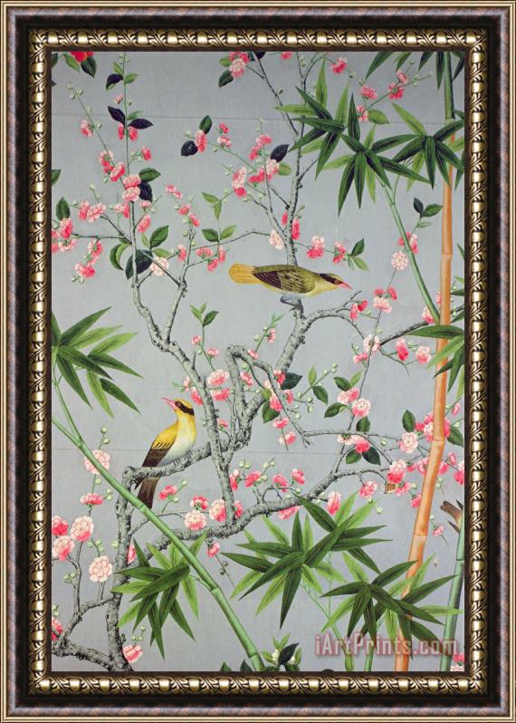 John Bethell Detail Of The 18th Century Wallpaper In The Drawing Room Photograph Framed Print