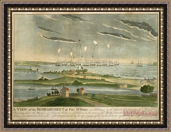 John Bower A View of The Bombardment of Fort Mchenry Framed Print