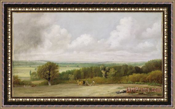 John Constable Landscape - Ploughing Scene in Suffolk Framed Painting