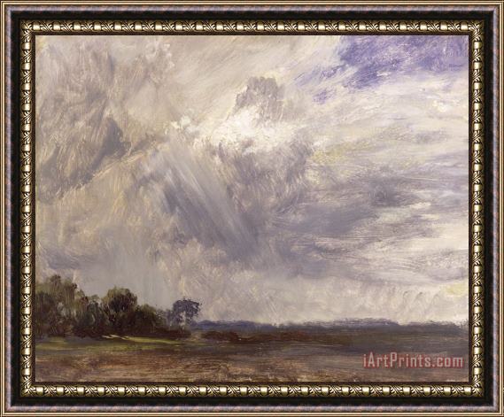 John Constable  Landscape with Grey Windy Sky Framed Painting