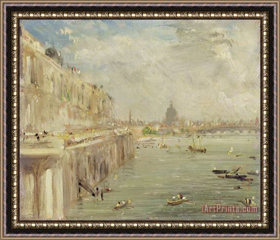 John Constable View of Somerset House Terrace and St. Paul's Framed Painting