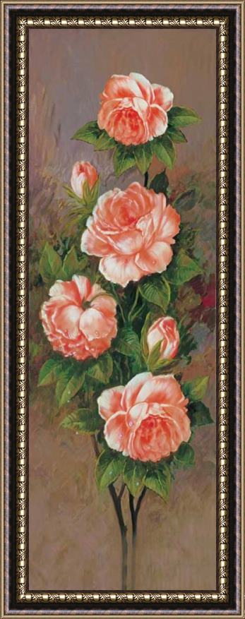John Douglas Branch of Pink Roses I Framed Painting