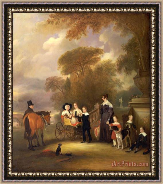 John Ferneley The Rev. And Mrs. Henry Palmer with Their Six Younger Children at Withcote Hall, Near Oakham, Leices Framed Print