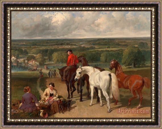 John Frederick Herring Exercising The Royal Horses Framed Painting