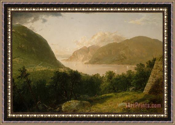 John Frederick Kensett Hudson River Scene Framed Painting