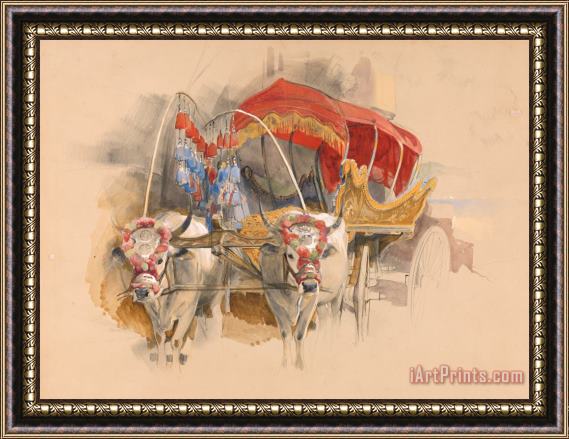 John Frederick Lewis A Turkish Araba Drawn by Two White Oxen, Constantinople Framed Painting