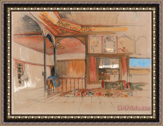 John Frederick Lewis Interior of an Eastern House Framed Painting