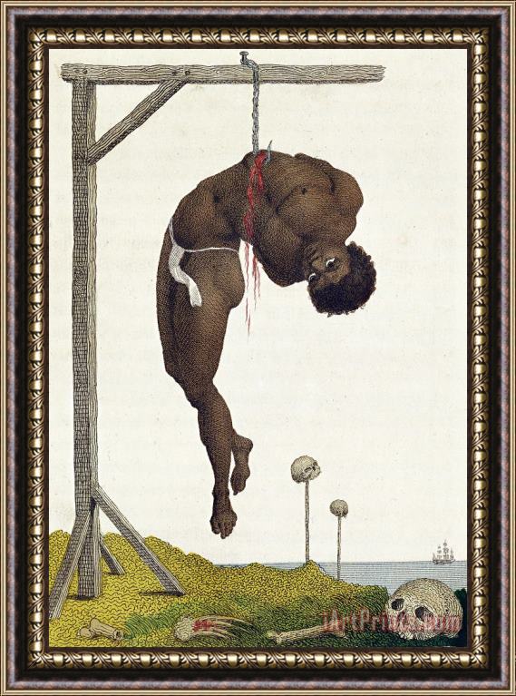 John Gabriel Stedman A Slave Hung Alive By The Ribs To A Gallows Framed Print