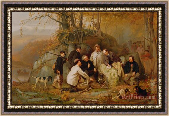 John George Brown Claiming the Shot - After the Hunt in the Adirondacks Framed Print
