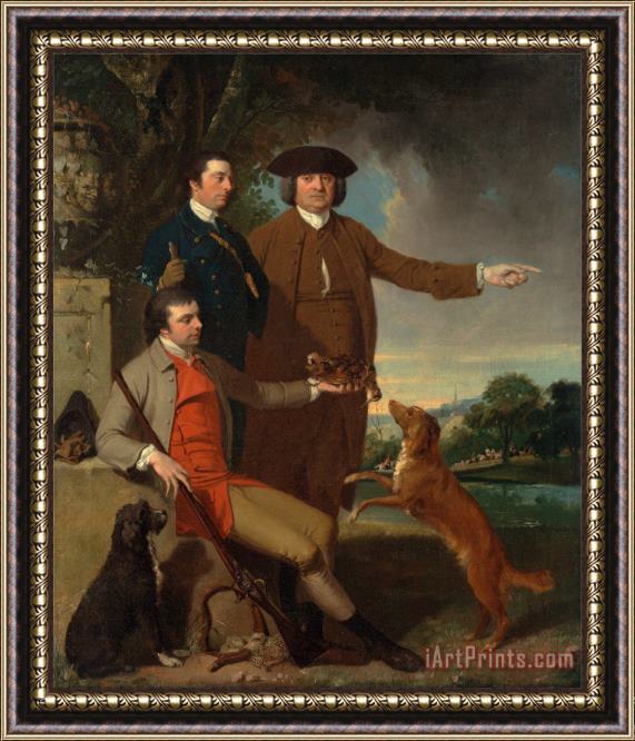John Hamilton Mortimer Self Portrait with His Father And His Brother Framed Painting