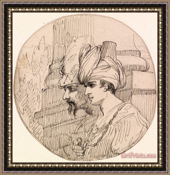 John Hamilton Mortimer Two Heads in a Roundel Framed Print