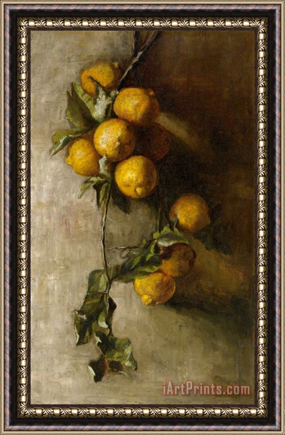 John LaFarge Branch of Oranges Framed Painting