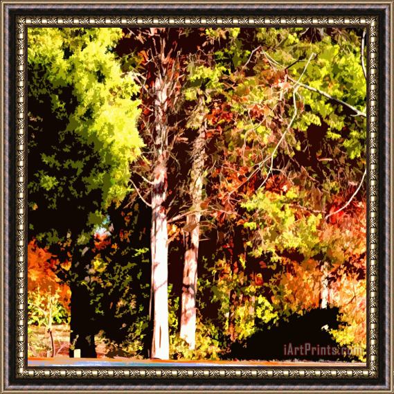 John Lautermilch Fall Colors in Sunlight Framed Painting