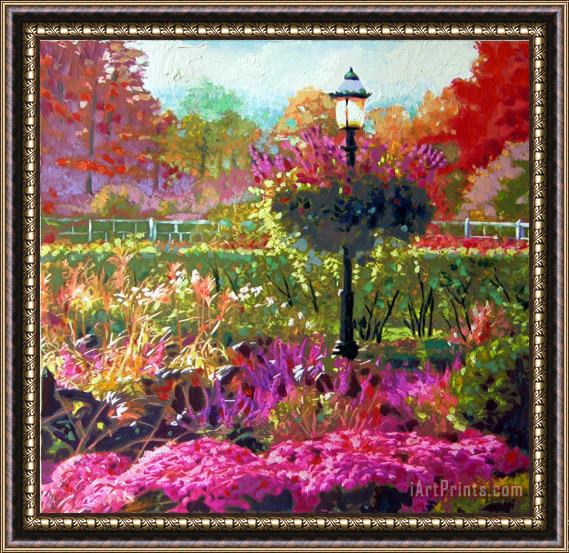 John Lautermilch Gas Light in the Garden Framed Painting