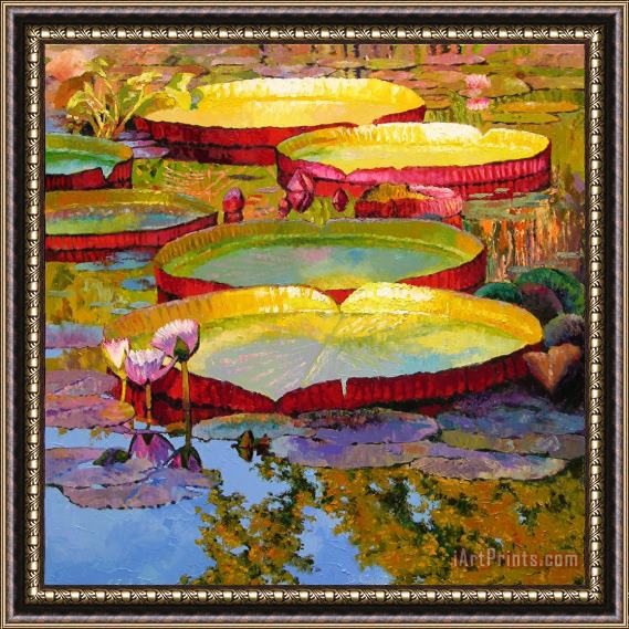 John Lautermilch Golden Light on Pond Framed Painting