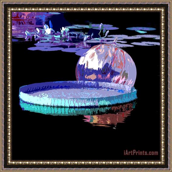 John Lautermilch Lily Pads and Glass Framed Painting
