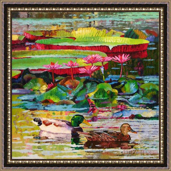 John Lautermilch Romancing Among the Lilies Framed Painting
