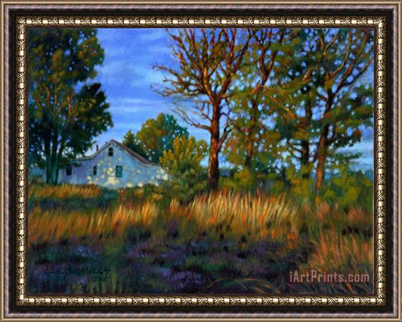 John Lautermilch Sunset on Country Home Framed Painting