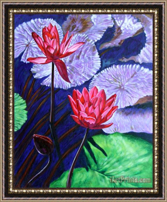John Lautermilch Two Red Lilies Framed Painting