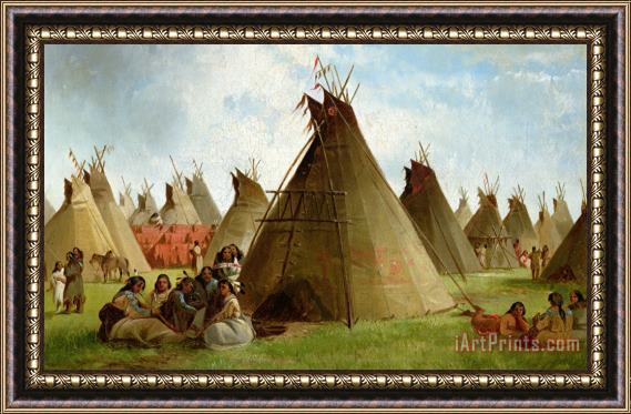 John Mix Stanley Prairie Indian Encampment Framed Print